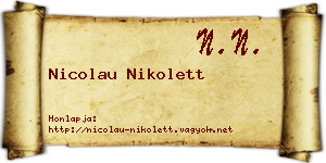 Nicolau Nikolett névjegykártya
